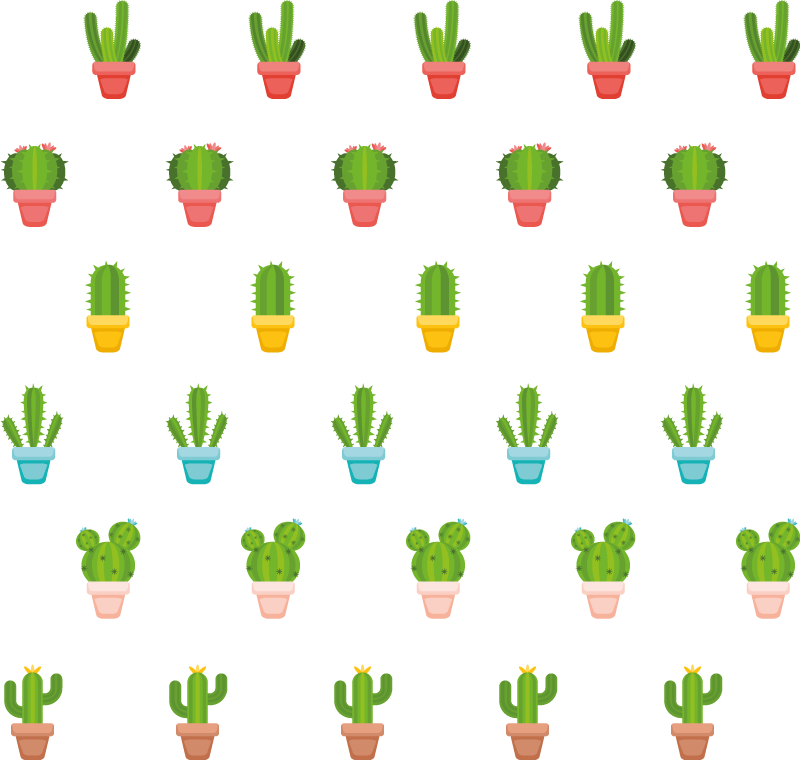 花と植物の壁画サボテン模様の画像 - TENSTICKERS