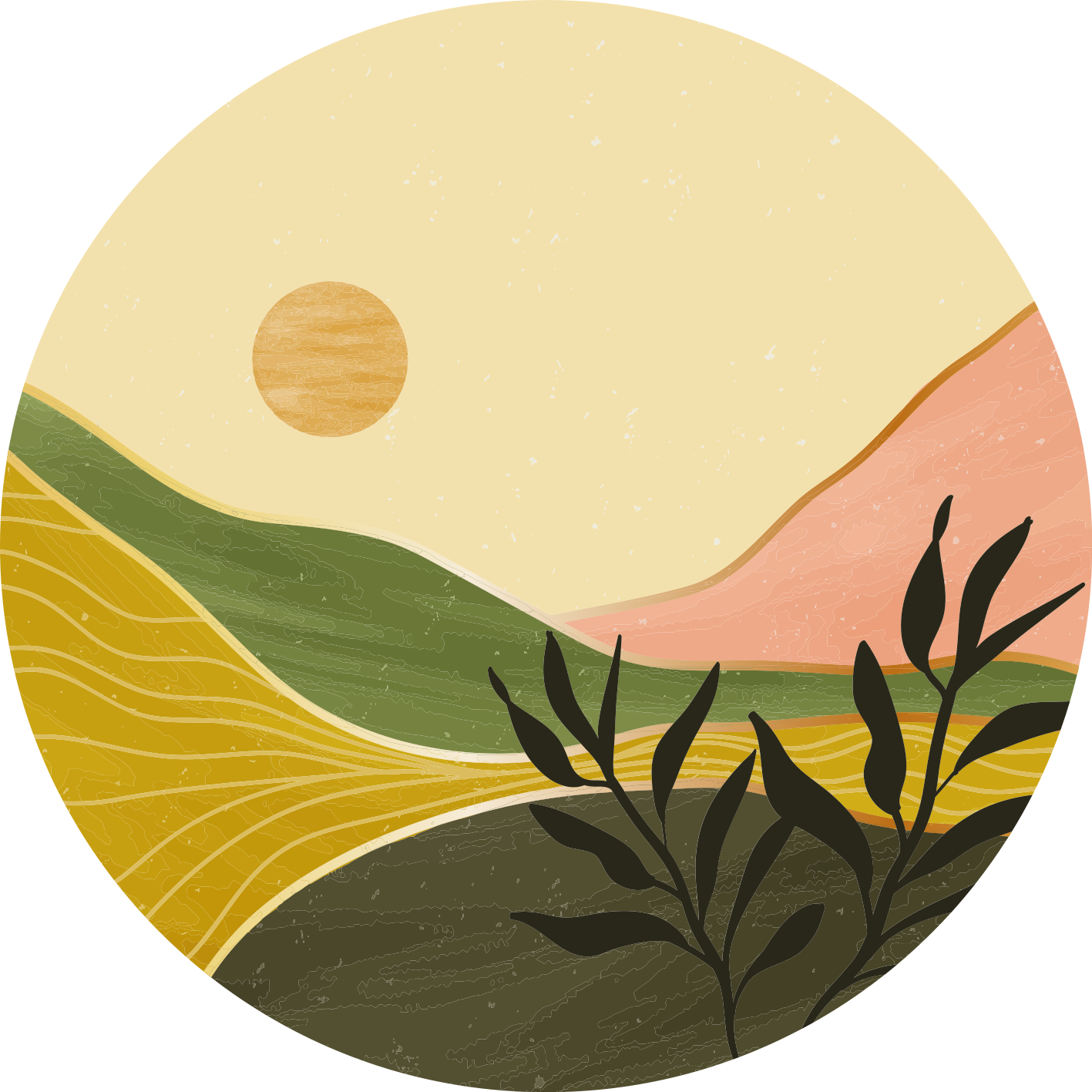 花と植物の壁画穏やかな風景シーン - TENSTICKERS