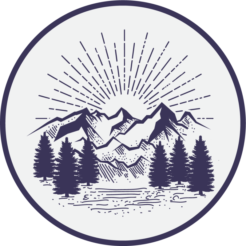 花と植物の壁画山の風景サークル - TENSTICKERS