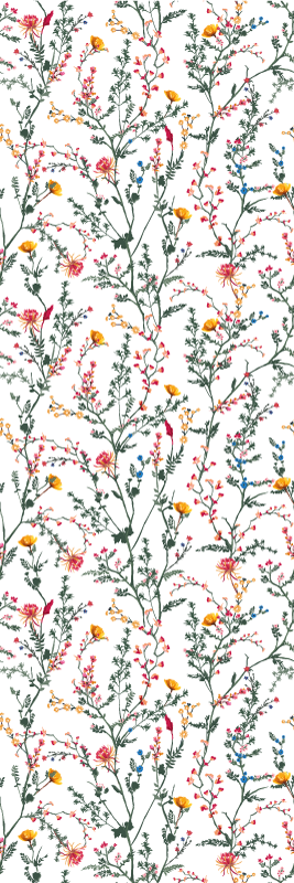花と植物の壁画スリムミニマリストガーデン - TENSTICKERS