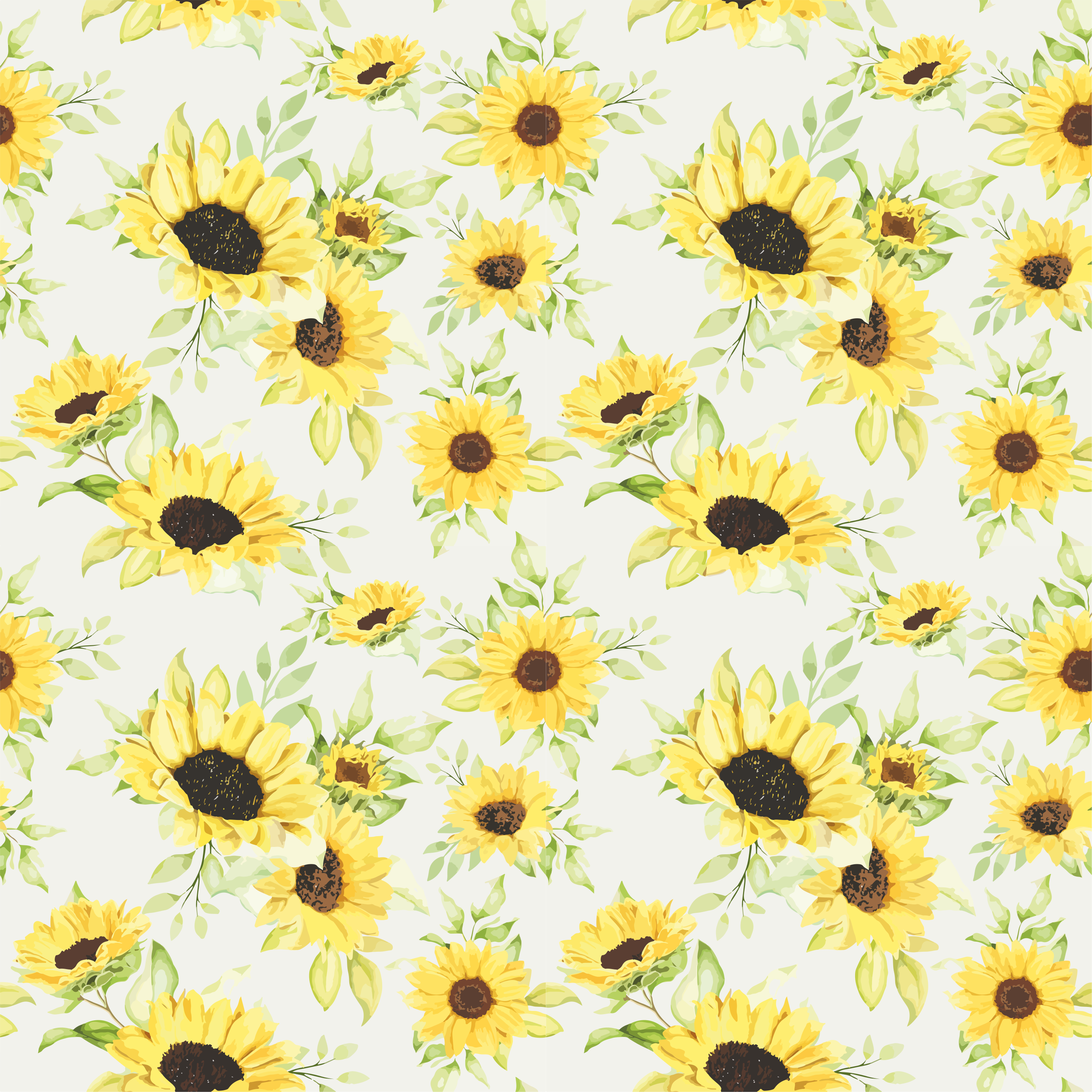 花と植物の壁画水彩のひまわり - TENSTICKERS
