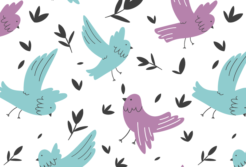 動物 ビニールマット 青と紫の鳥 - TENSTICKERS