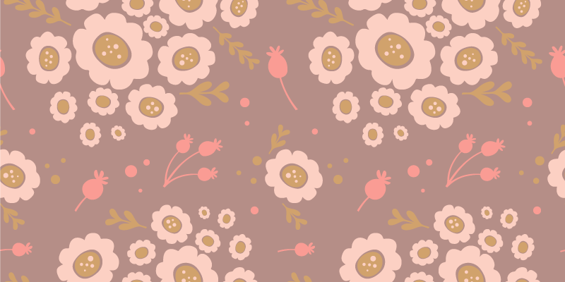 花と植物の壁画パステルカラーのパターン - TENSTICKERS