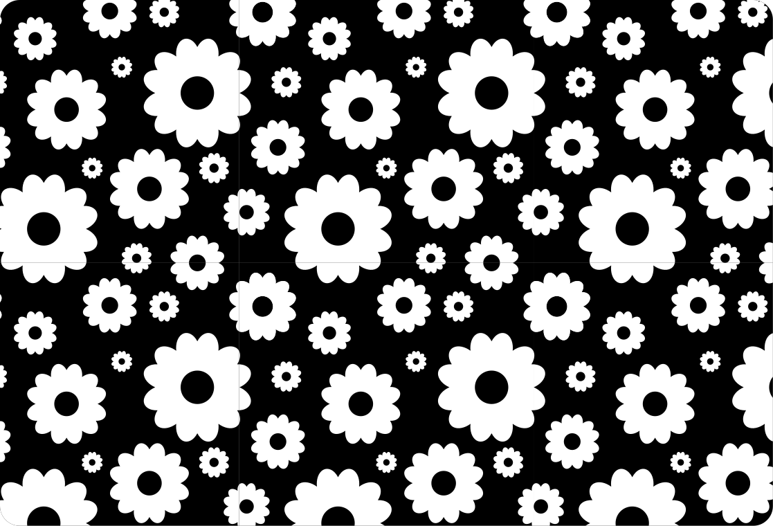 花と植物の壁画 白と黒のデイジー - TENSTICKERS
