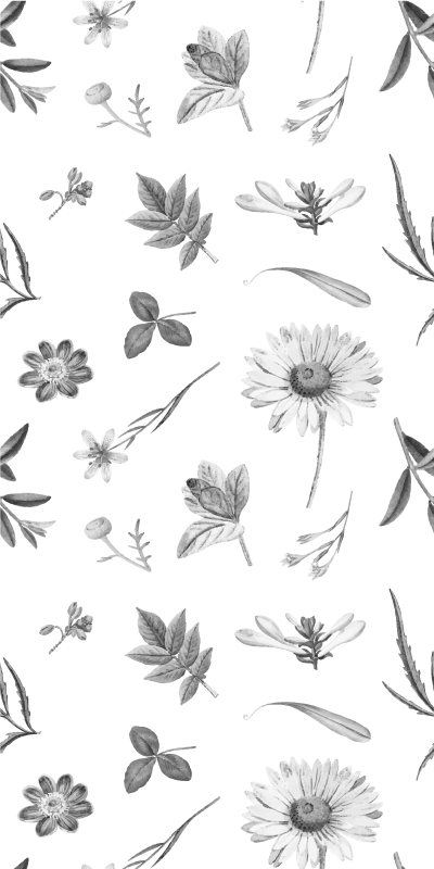 花と植物の壁画グレーのスプリントフラワー - TENSTICKERS