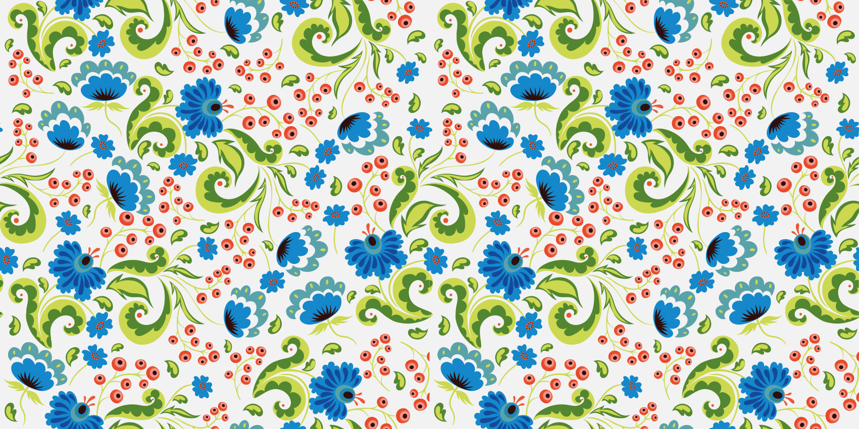 花と植物の壁画 緑と青の花があふれる - TENSTICKERS