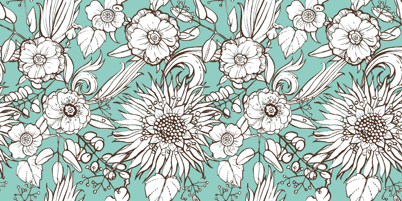 花と植物の壁画ひまわり柄 - TENSTICKERS