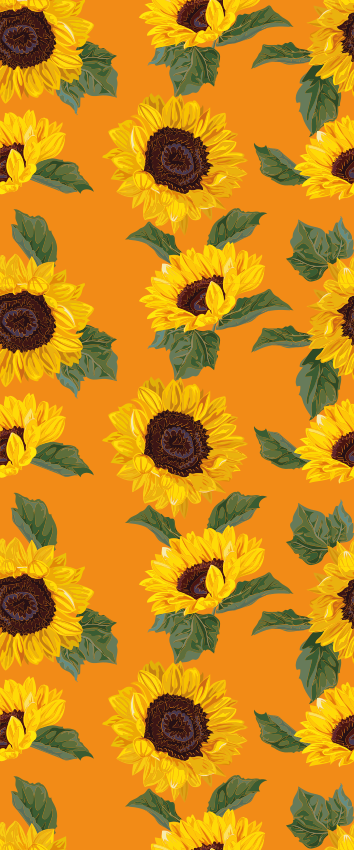 花と植物の壁画オレンジのひまわり - TENSTICKERS
