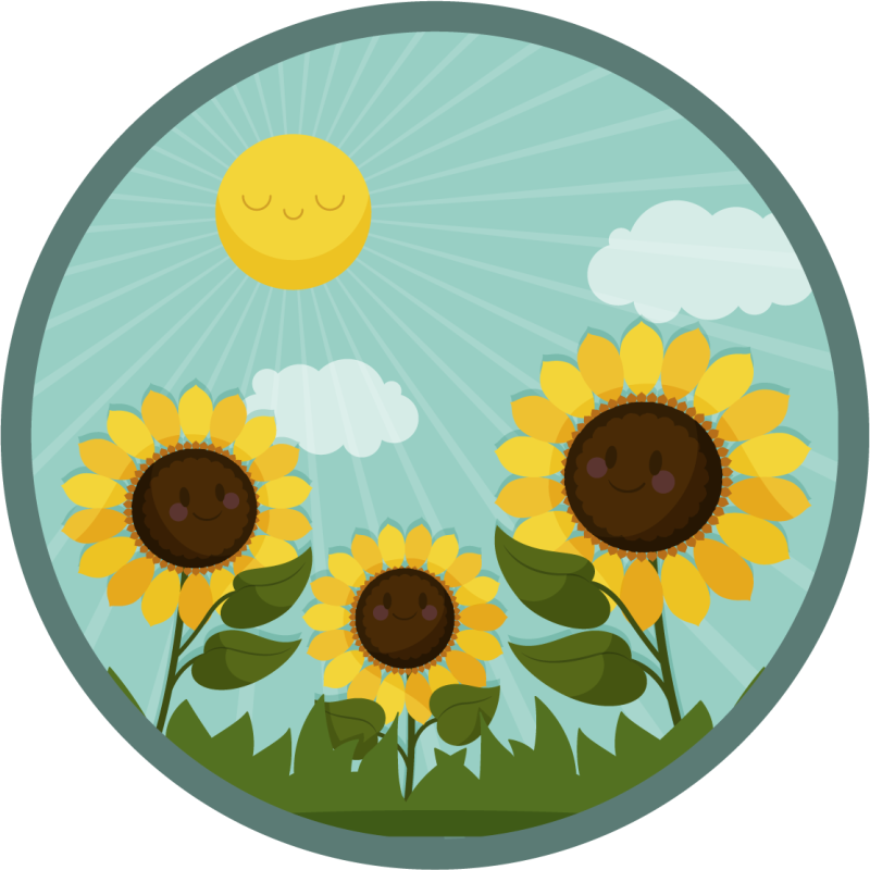 花と植物の壁画太陽の中の花々 - TENSTICKERS