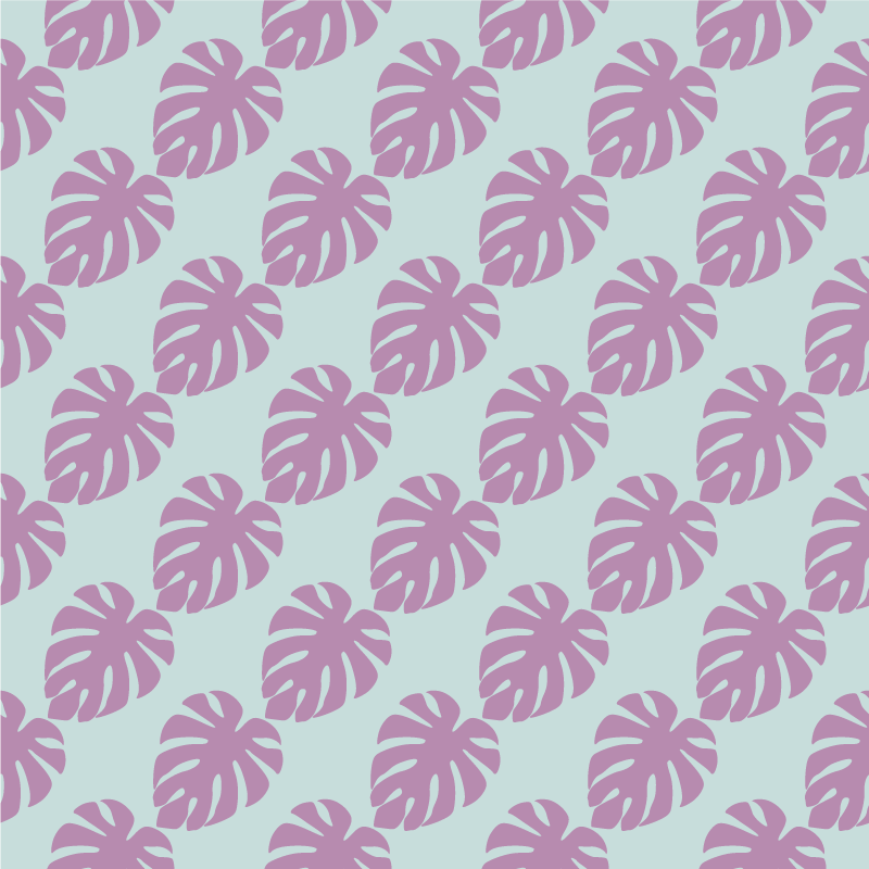 花と植物の壁画青とピンクの葉のパターン - TENSTICKERS