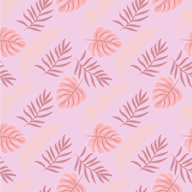 花と植物の壁画ピンクトロピカルリーフデザイン - TENSTICKERS