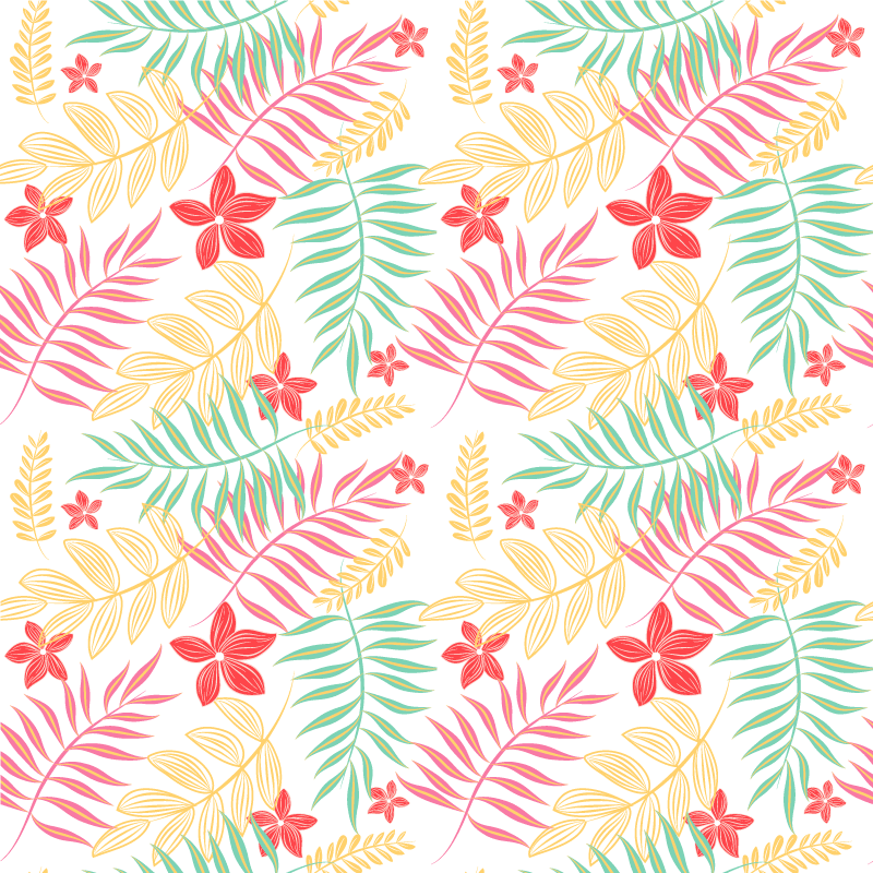 花と植物の壁画ネオンリーフデザイン - TENSTICKERS