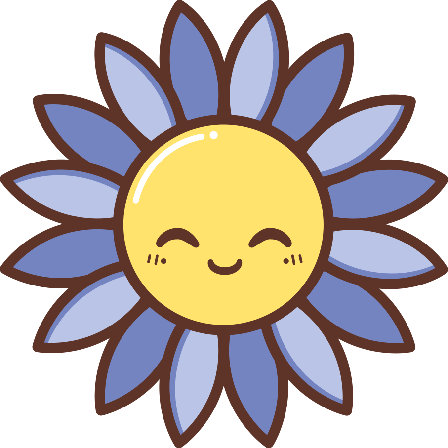花と植物の壁画 幸せな紫の花のシルエット - TENSTICKERS