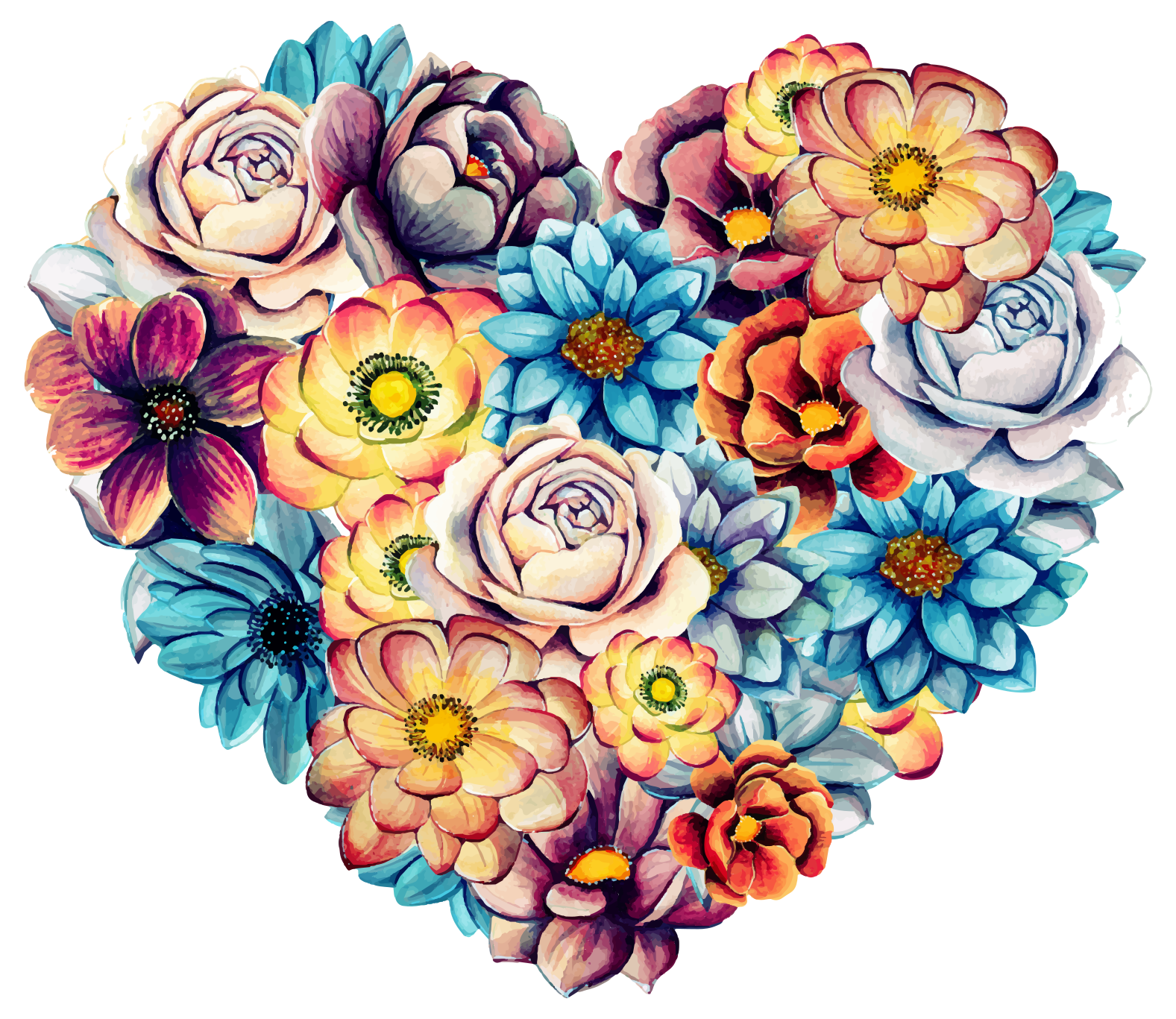 花と植物の壁画美しい花で満たされた心 - TENSTICKERS