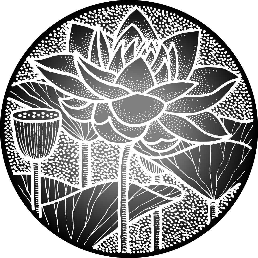花と植物の壁画伝統的なスタイルの蓮の花 - TENSTICKERS