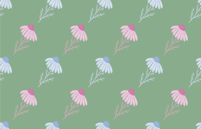 花と植物の壁画カモミールデイジーパターン - TENSTICKERS