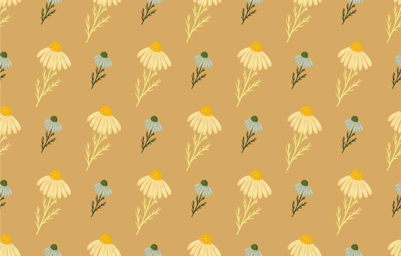 花と植物の壁画自然なカモミールの花模様 - TENSTICKERS
