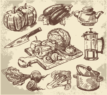 キッチン マット ビニール ヴィンテージイラスト - TENSTICKERS