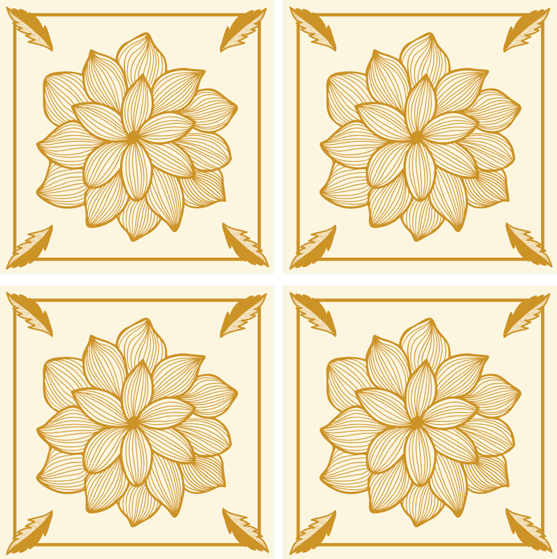 キッチン マット ビニール フローラルバンダナペイズリータイル - TENSTICKERS