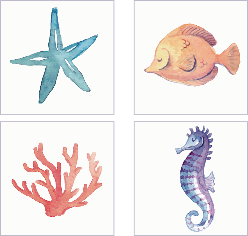 バスルームに1枚ビニールカーペット海の生き物 - TENSTICKERS