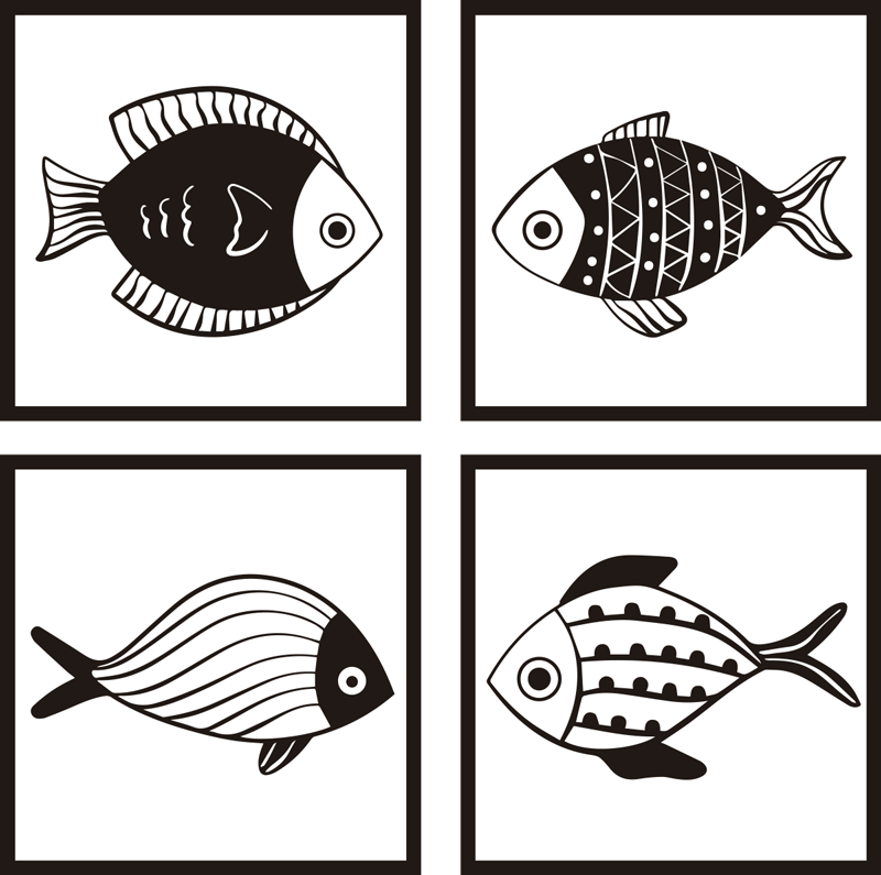 バスルームに1枚ビニールカーペット美しい魚柄タイル - TENSTICKERS