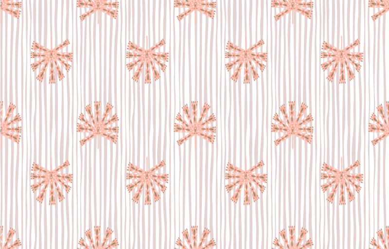 花と植物の壁画幾何学模様のパステルピンクの花 - TENSTICKERS