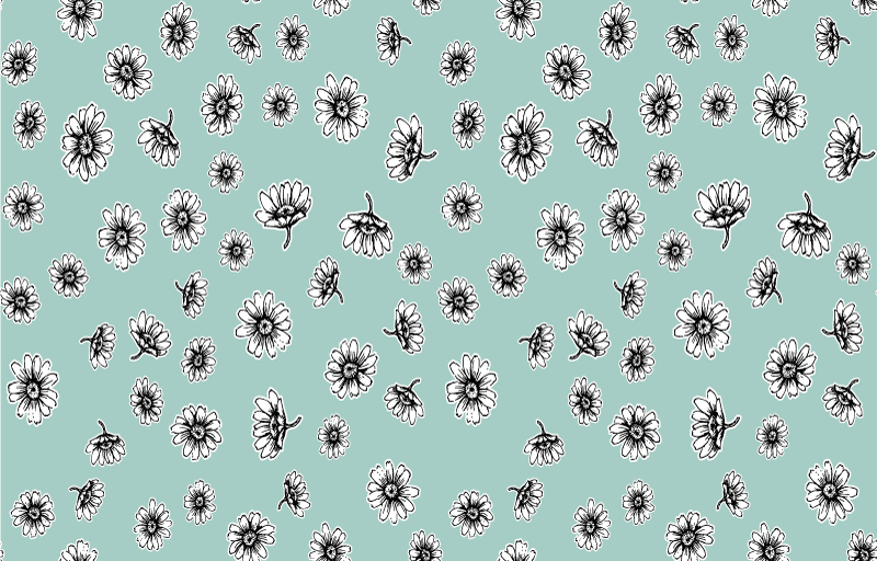 花と植物の壁画白いカモミールのかわいいパターン - TENSTICKERS