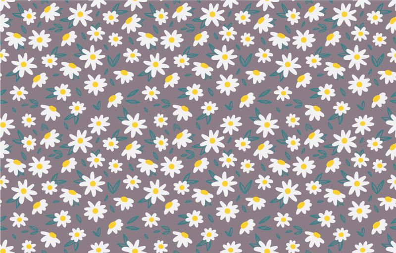 花と植物の壁画かわいい小さなデイジーのシームレスパターン - TENSTICKERS