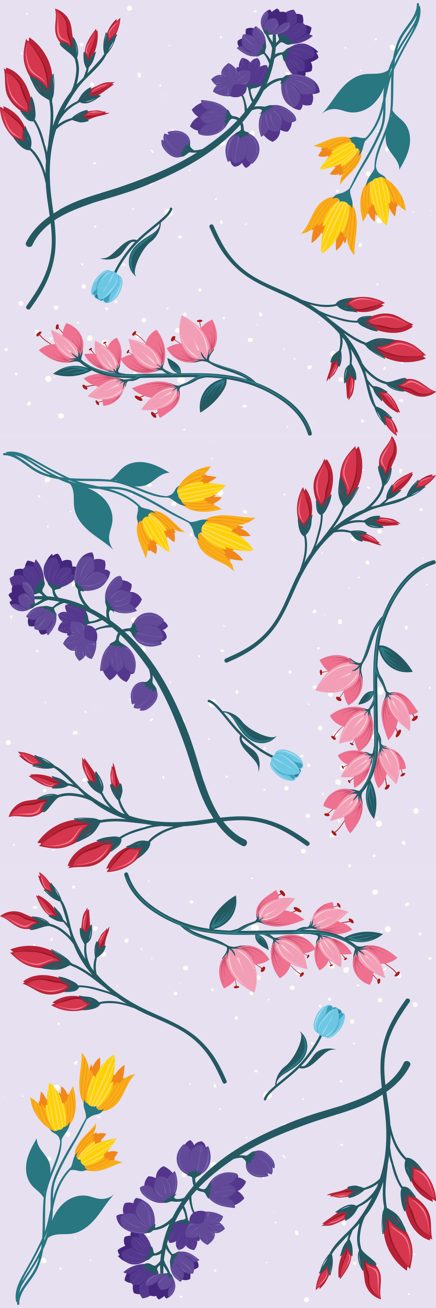 花と植物の壁画ガーデンミニマリスティックボタニカルフラワー - TENSTICKERS