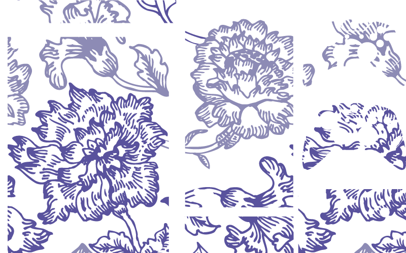 花と植物の壁画柔らかな紫の花柄 - TENSTICKERS