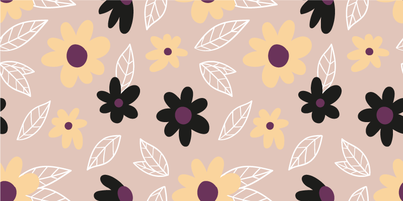 花と植物の壁画 カラフルな現代の花とベージュの背景 - TENSTICKERS