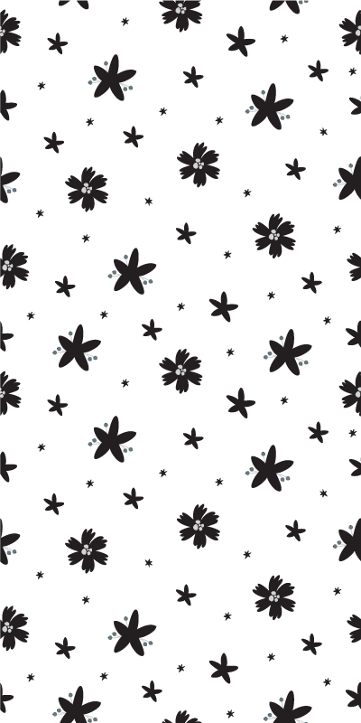 花と植物の壁画白黒インクの花柄 - TENSTICKERS