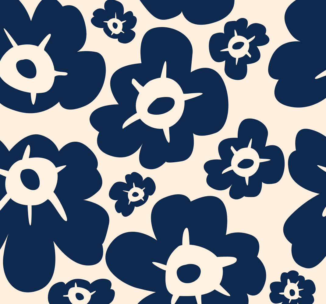 花と植物の壁画濃紺のポピー - TENSTICKERS