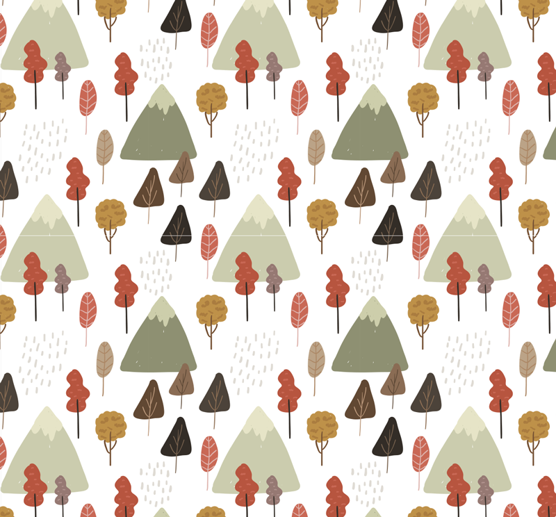 花と植物の壁画楽しい木の模様 - TENSTICKERS