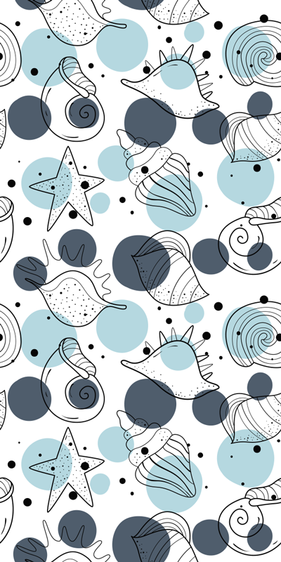 花と植物の壁画おしゃれな貝殻模様 - TENSTICKERS