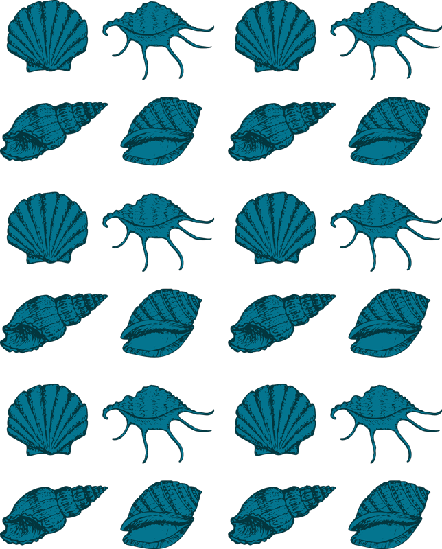 花と植物の壁画装飾的な貝殻模様 - TENSTICKERS