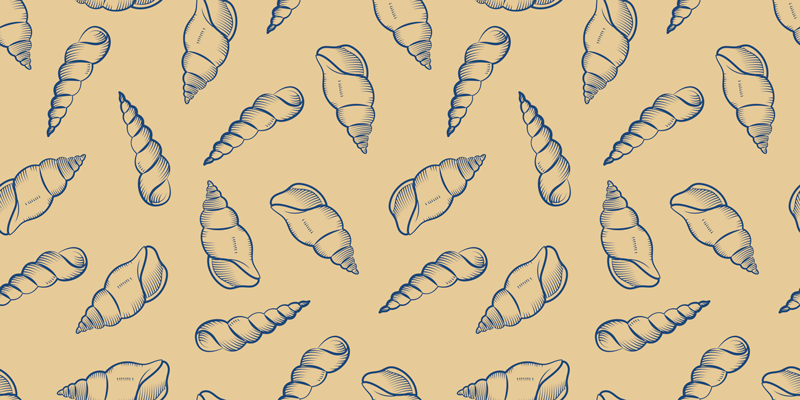 花と植物の壁画シェルモチーフ構成 - TENSTICKERS