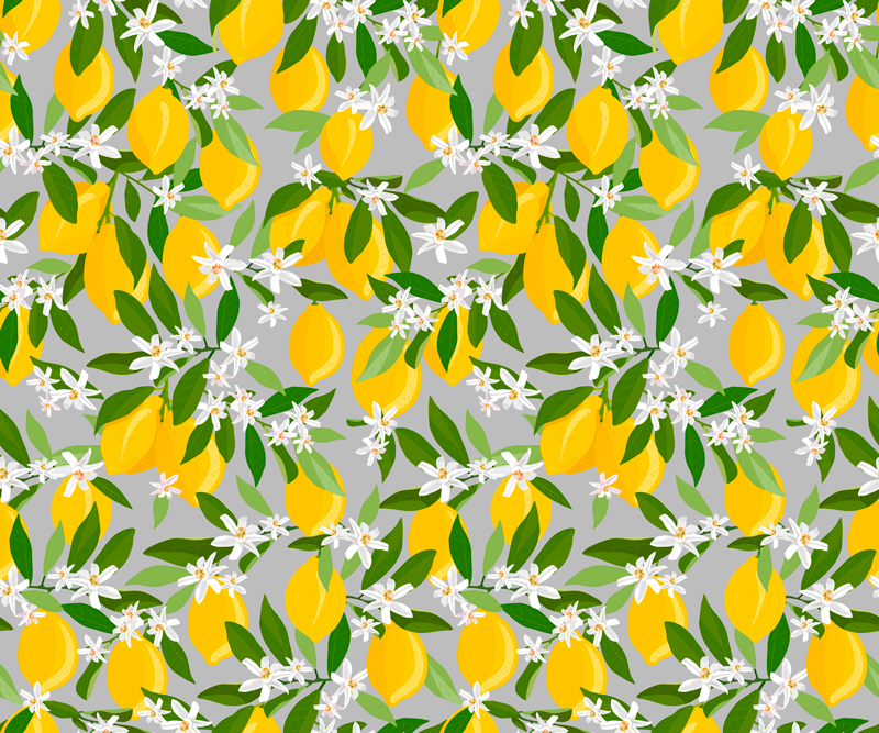花と植物の壁画レモン花模様 - TENSTICKERS