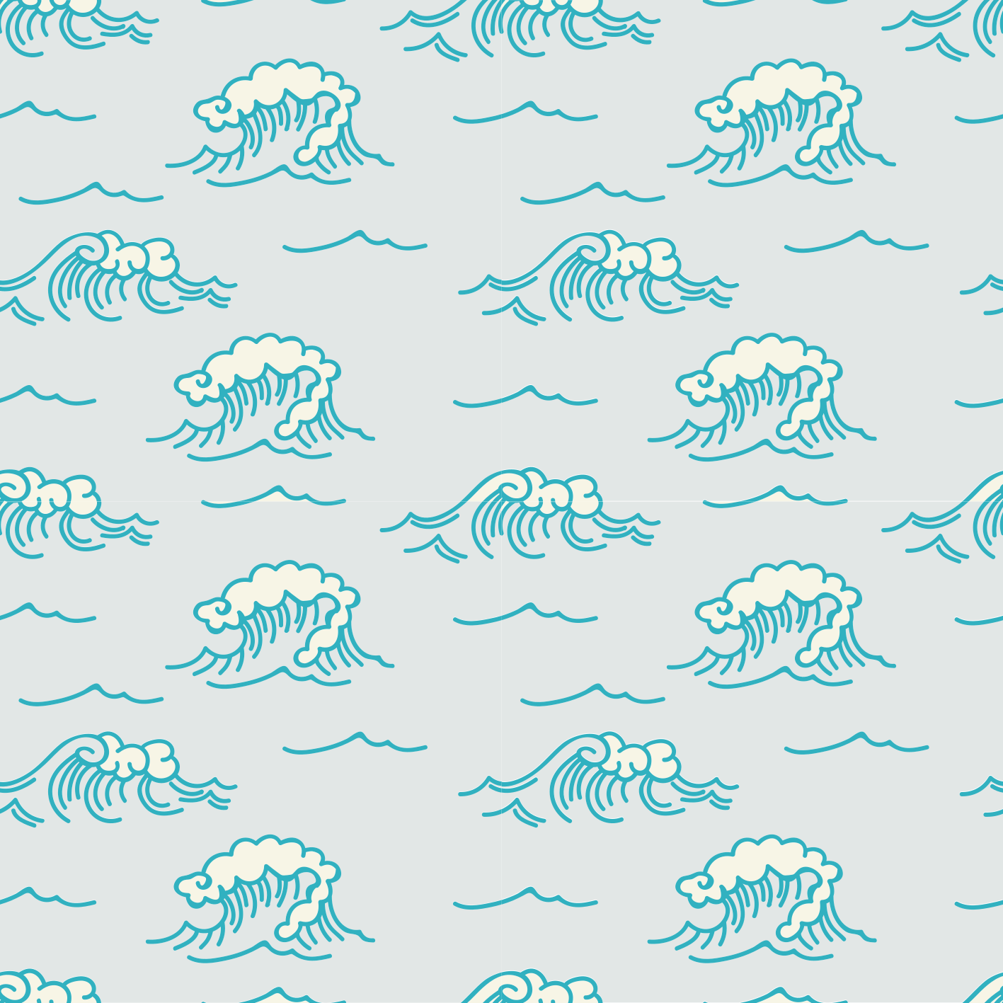 花と植物の壁画波模様デザイン - TENSTICKERS