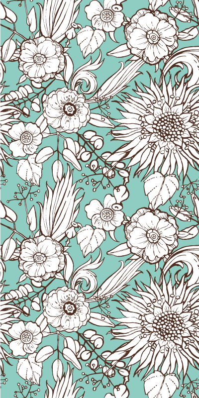 花と植物の壁画フローラルスクリーンパターン - TENSTICKERS