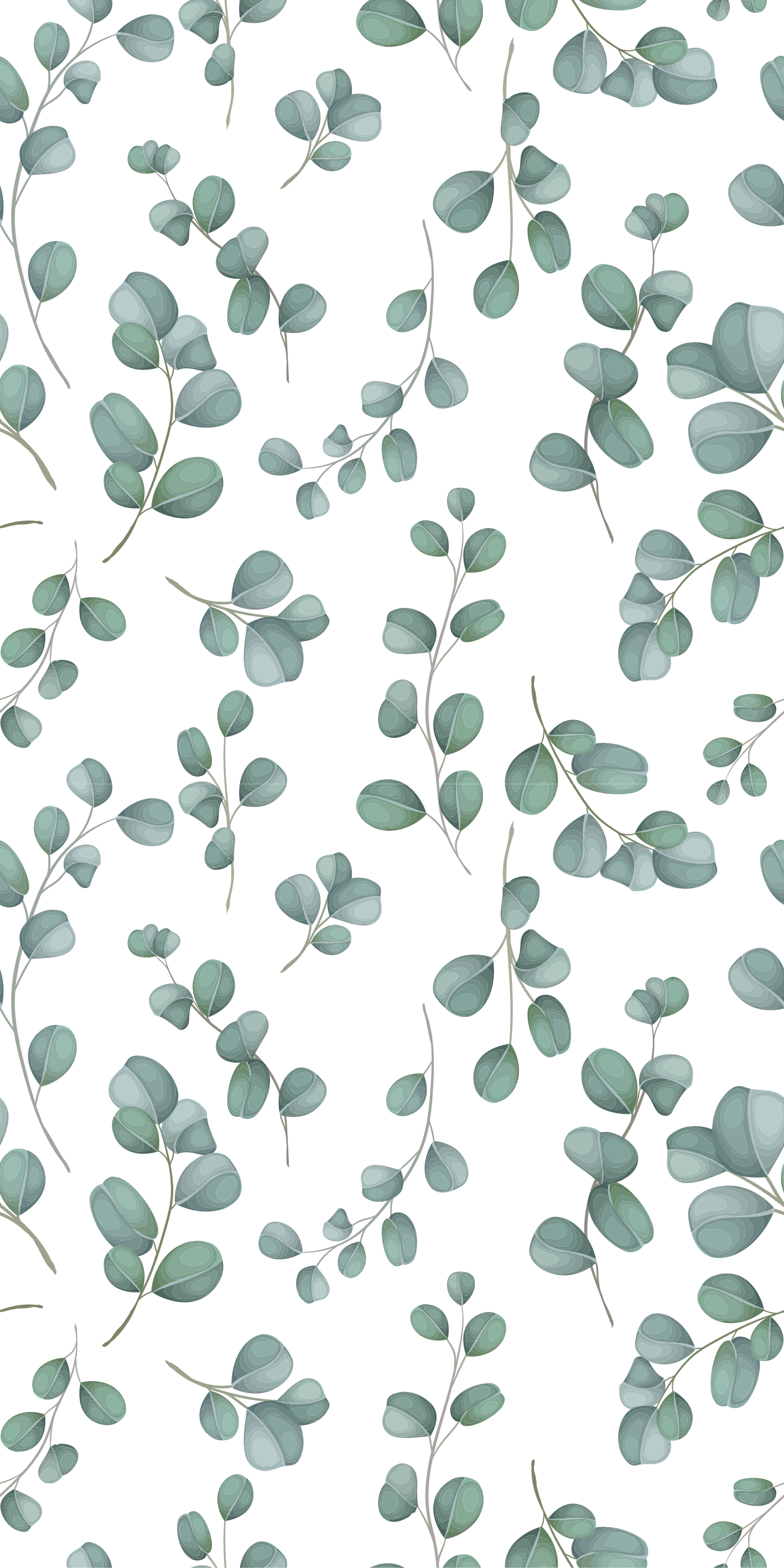 花と植物の壁画ユーカリグリーンデザイン - TENSTICKERS