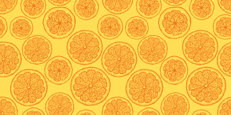 花と植物の壁画シトラススライスモチーフ - TENSTICKERS