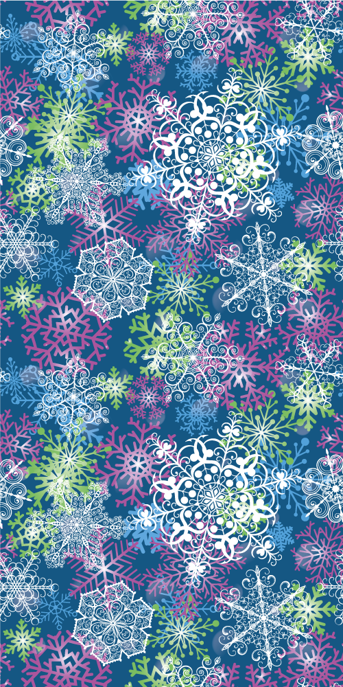 クリスマスの壁画青い背景に輝く雪の結晶 - TENSTICKERS
