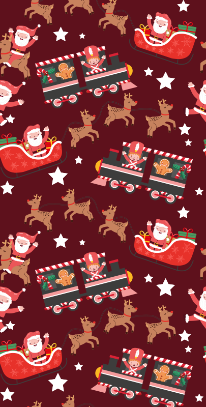 クリスマスの壁画サンタクロースのそり - TENSTICKERS