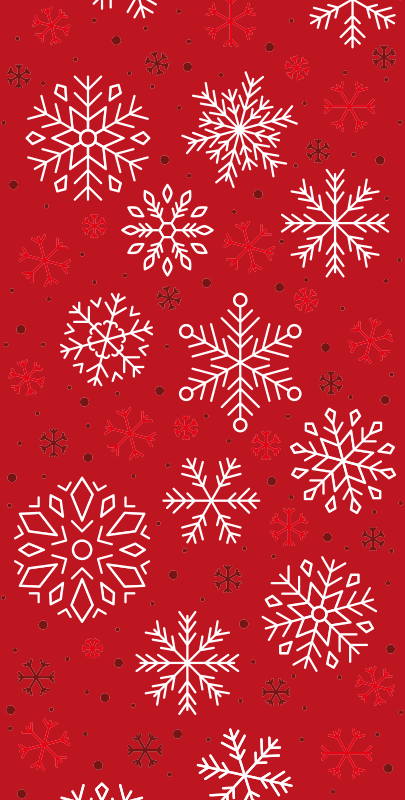 クリスマスの壁画赤い背景の雪の結晶 - TENSTICKERS