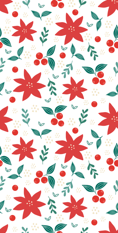 クリスマスの壁画クリスマスの花 - TENSTICKERS