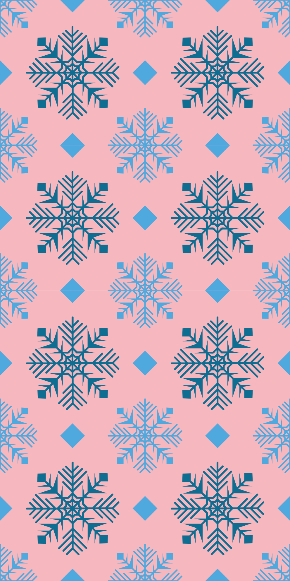 クリスマスの壁画ピンクと青の雪の結晶パターン - TENSTICKERS