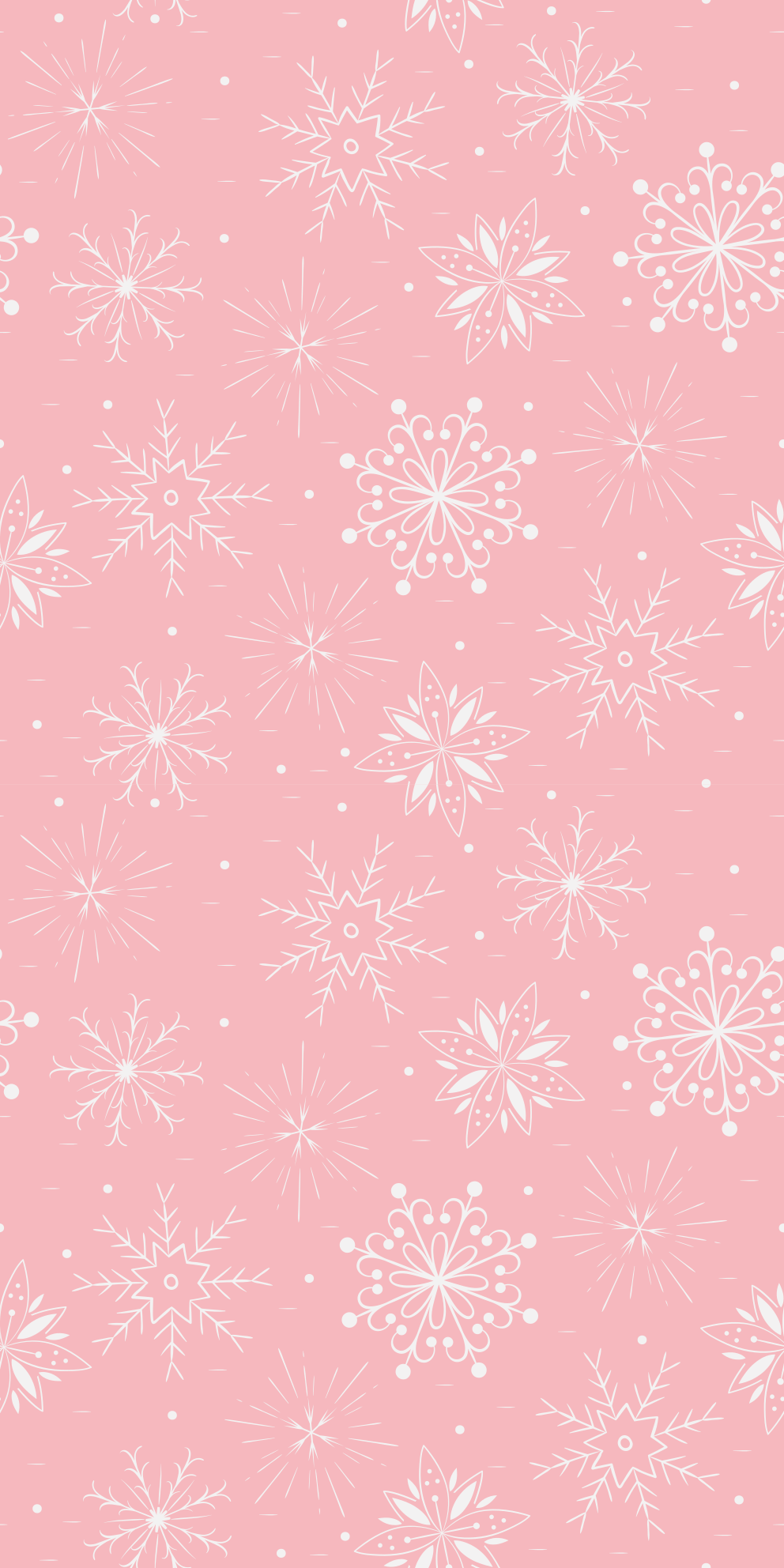 クリスマスの壁画 ピンクの背景に白い雪の結晶 - TENSTICKERS