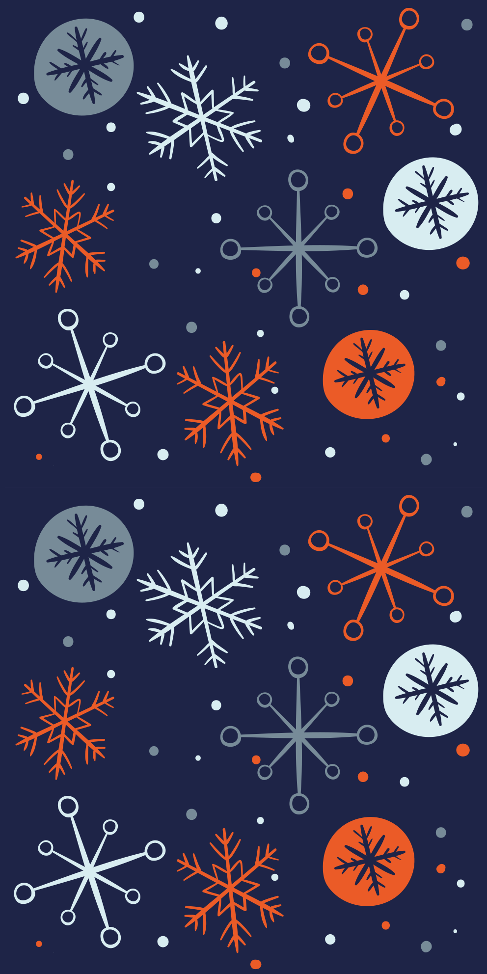 クリスマスの壁画青とオレンジの雪の結晶 - TENSTICKERS