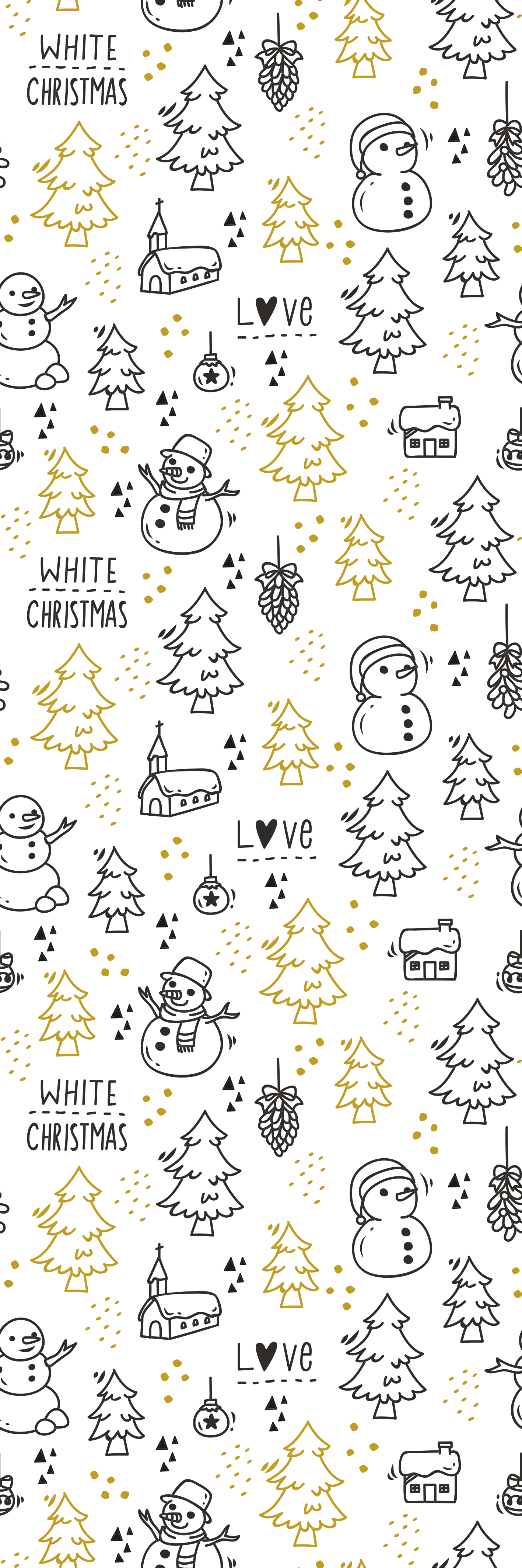 クリスマスの壁画黒と金のクリスマス落書きパターン - TENSTICKERS